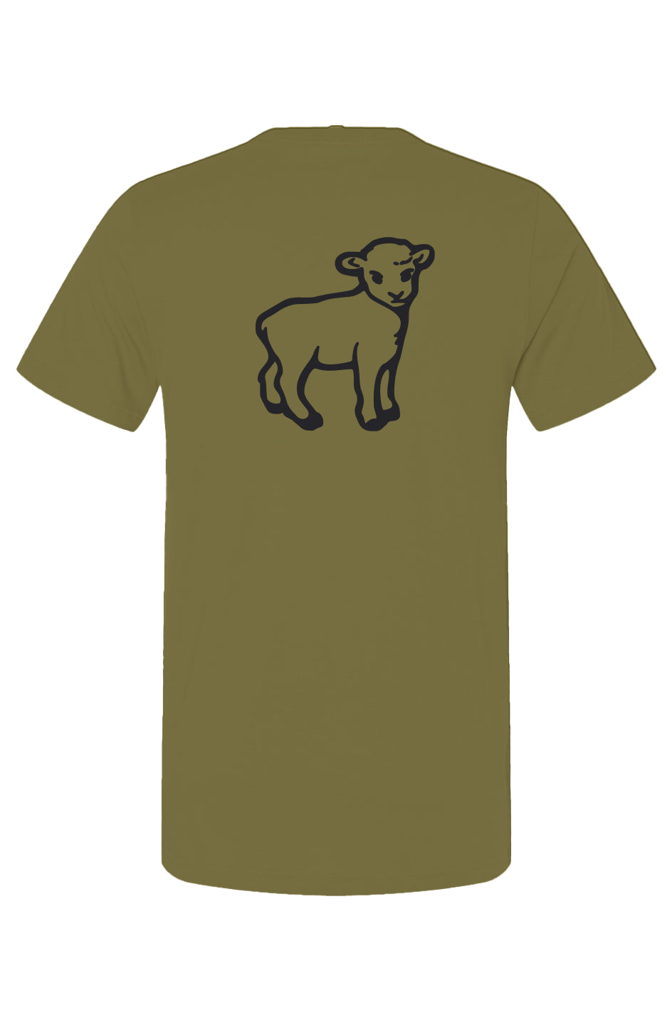Angry Cordero Lamb Back-Print Tee — Olive — back view