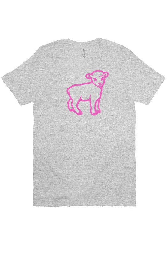 Angry Cordero Classic Lamb Tee — Heather — Pink Print — front view