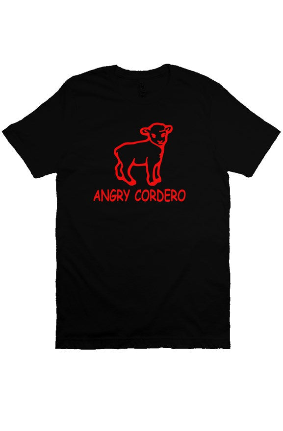 Angry Cordero Classic Lamb Tee — Black — Red Print — front view