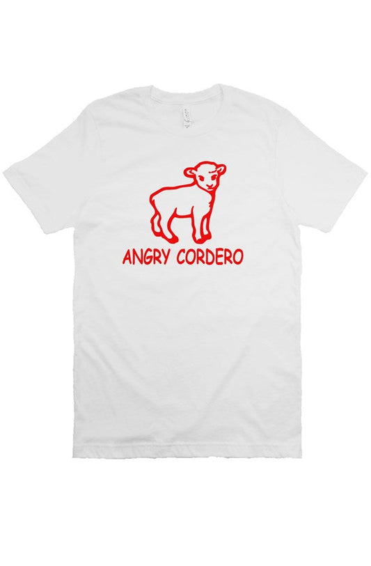 Angry Cordero Classic Lamb Tee — White — Red Print — front view