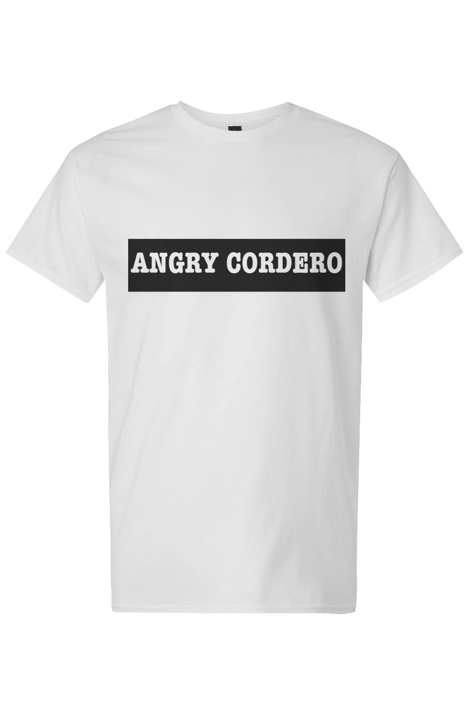 Angry Cordero Box Logo Tee — White — front view